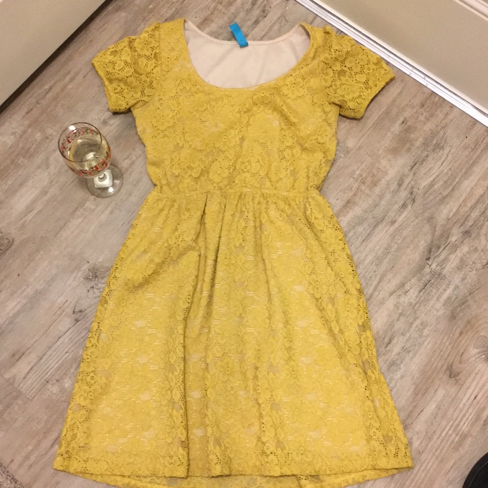 Adorable mustard yellow lace dress